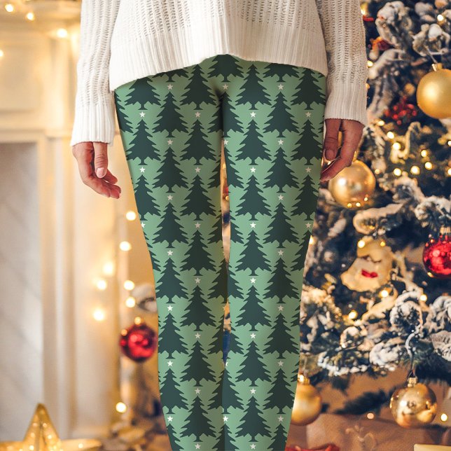Leggings Étoile de sapin de Noël verte Modèle Fêtes (Créateur téléchargé)