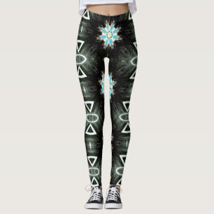 Leggings étoile en plumes bleues sur noir