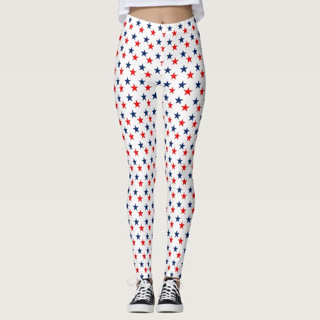 Leggings étoile rouge, blanche et bleue patriotique (Devant)
