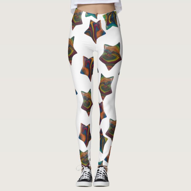 Leggings Étoiles Arc-en-ciel multiples (Devant)