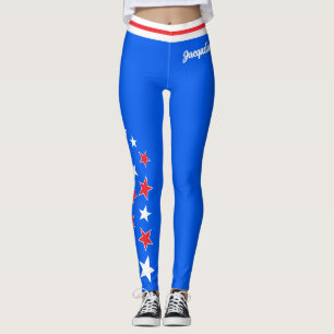 Leggings Étoiles blanches et rouges PATRIOTIQUES Votre nom