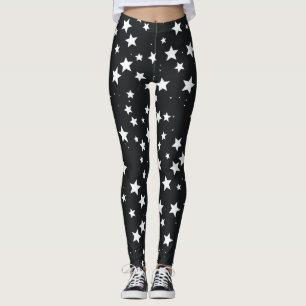 Leggings Étoiles blanches sur Arrière - plan noir