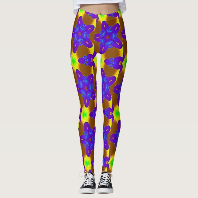 Leggings étoiles bleu/violet profond motif (Devant)