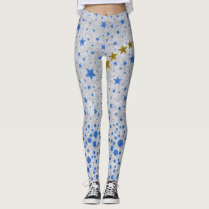 Leggings Étoiles bleues scintillantes sur le papier argent