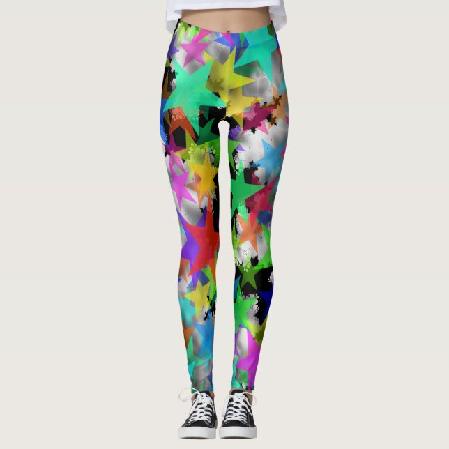 Leggings Étoiles Cool Arc-en-ciel Neige (Devant)