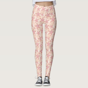 Leggings Étoiles de mer et corail rose motif pastel