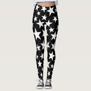 Leggings Étoiles élégantes noir et blanc