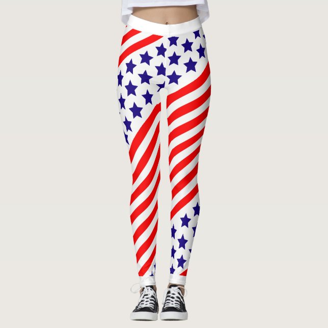 Leggings Étoiles et rayures patriotiques USA (Devant)
