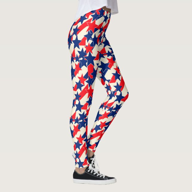 Leggings Étoiles et Rayures Rouges, Blanches et Bleues (Droite)