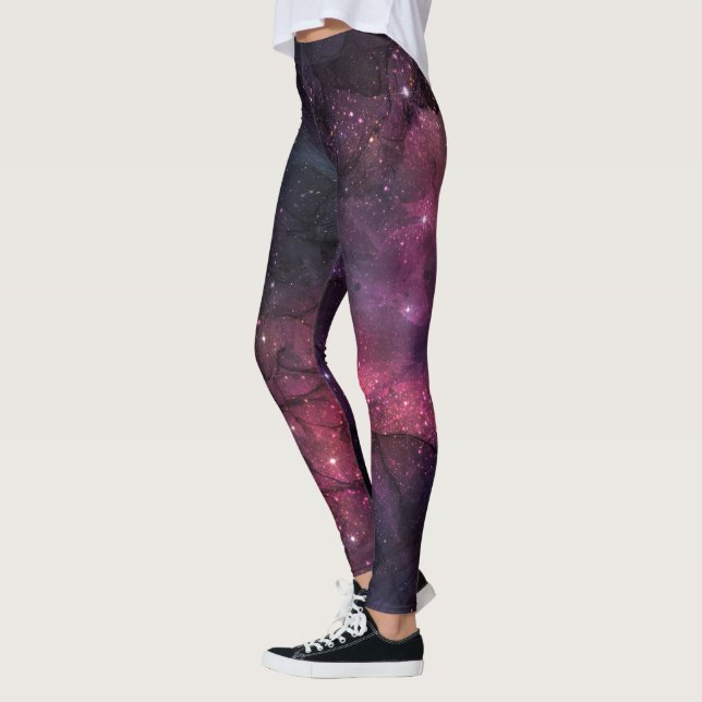 Leggings Étoiles Étoilées Motif Galactique de l'Espace Plan (Gauche)
