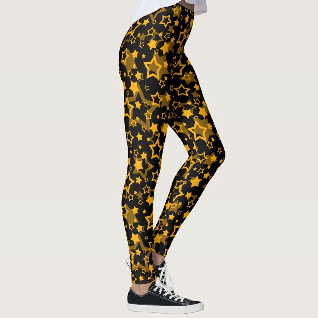 Leggings Étoiles Jaune Doré Pailleté Design  (Créateur téléchargé)