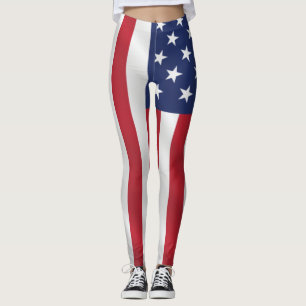 Leggings Étoiles patriotiques et rayures Bleu Blanc Vacance