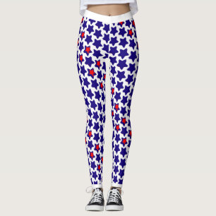 Leggings Étoiles rouges blanches bleues déformées décalées