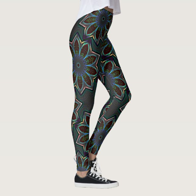 Leggings Etrange ellipse circulaire foncée avec feuilles ab (Droite)