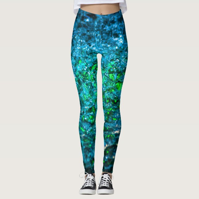 Leggings Étude en aquarelle - Vert (Devant)