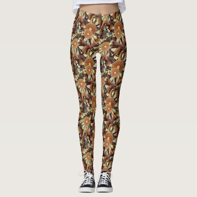 Leggings Eucalyptus D'Automne Et Motif De Bataille (Devant)