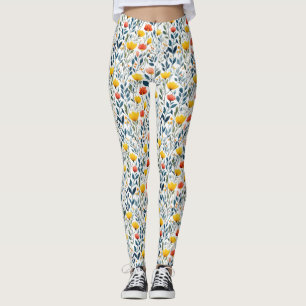 Leggings Éveil du printemps : modèle floral lunaire
