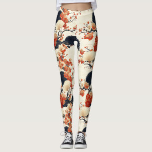 Leggings Éventail de fleurs de cerisier japonais (6)