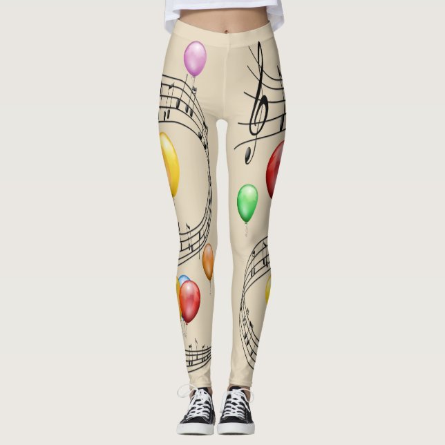Leggings Évolutivité musicale ~ Ballons ~ Notes musicales ~ (Devant)