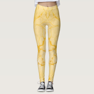 Leggings Excellente impression couleur marbre jaune