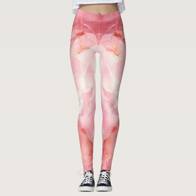 Leggings Excellente impression couleur marbre rose (Devant)