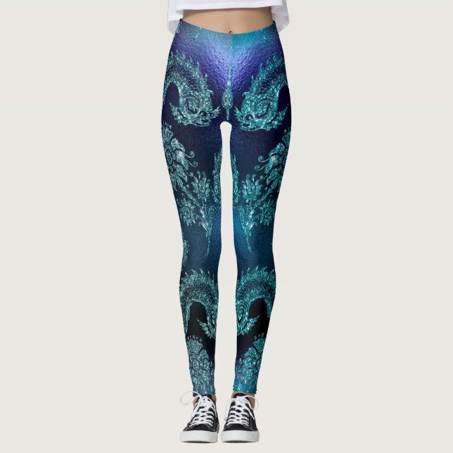 Leggings Excellente impression de tatouage bleu (Devant)