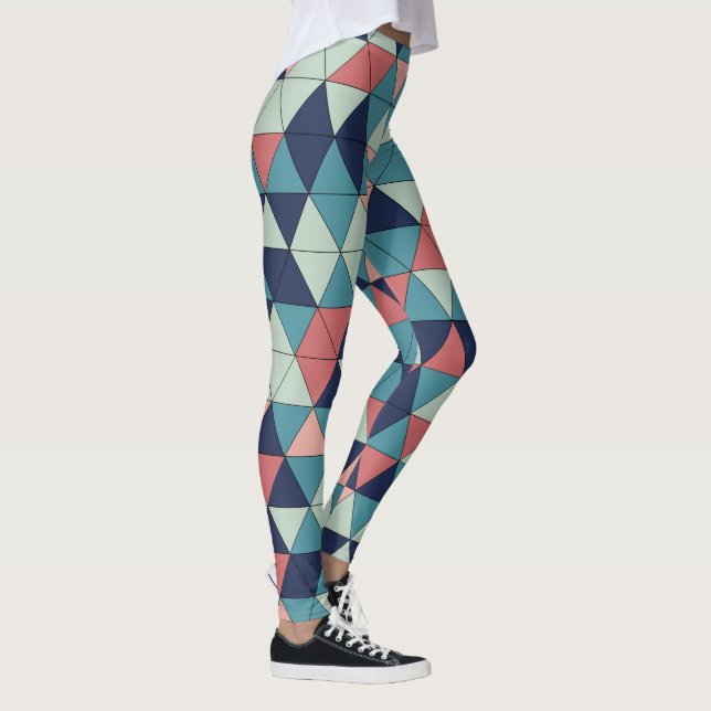 Leggings Exercice de Motif géométrique bleu et rose (Droite)