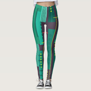 Leggings Exercice de Motif géométrique turquoise et violet
