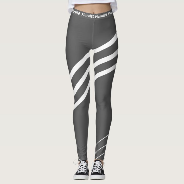 Leggings Exercice moderne gris blanc (Devant)