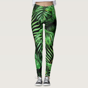 Leggings Exotique tropicale, aquarelle motif de palmier.