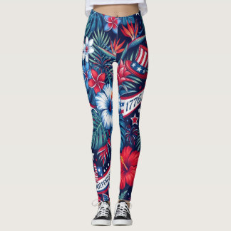 Leggings Exotiques Tropicales du 4 Juillet America