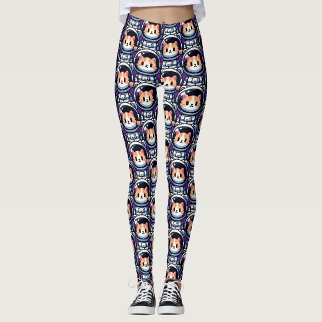 Leggings Explorateur de chats cosmiques (Devant)