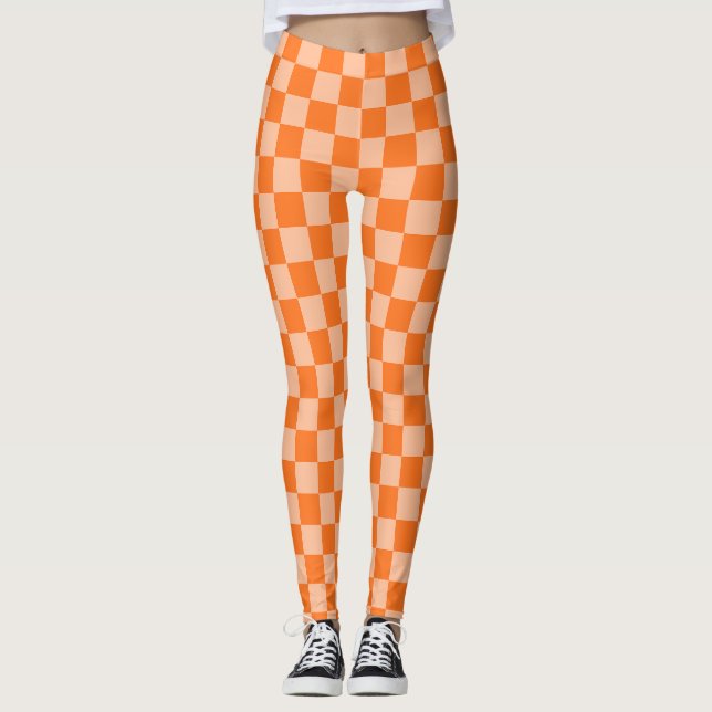 Leggings Explorez la beauté du damier orange (Devant)