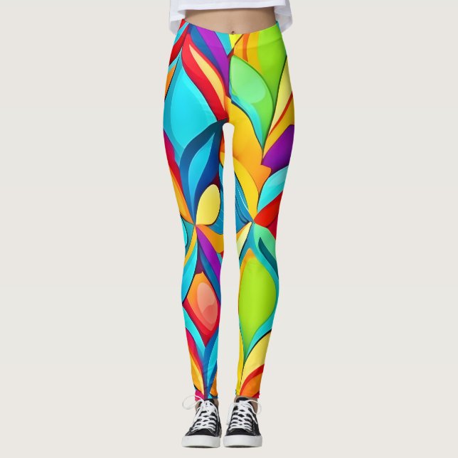 Leggings Explosion Abstraite florale (Devant)