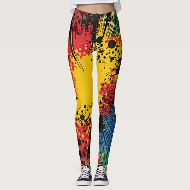 Leggings Explosion d'art pop de style comique (10) (Devant)