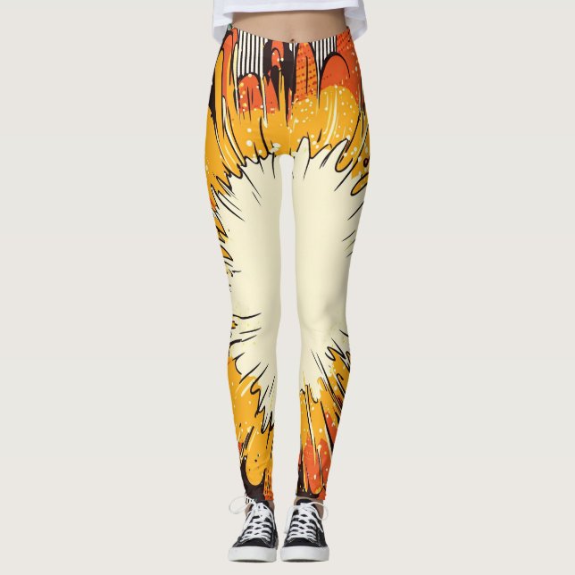 Leggings Explosion d'art pop de style comique (6) (Devant)