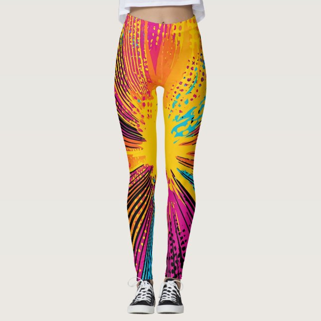 Leggings Explosion d'art pop de style comique (9) (Devant)