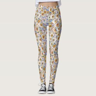 Leggings explosion de marguerite aquarelle
