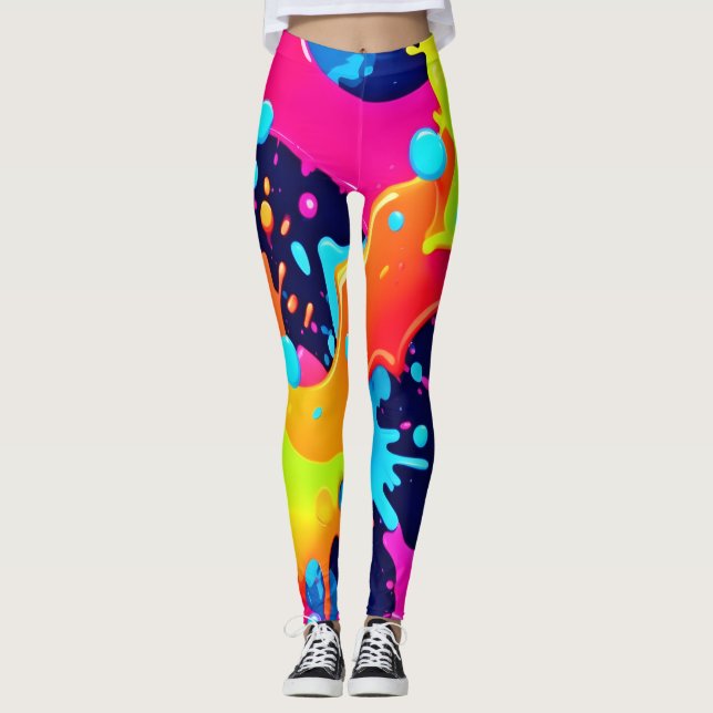 Leggings Explosion de peinture néon (Devant)