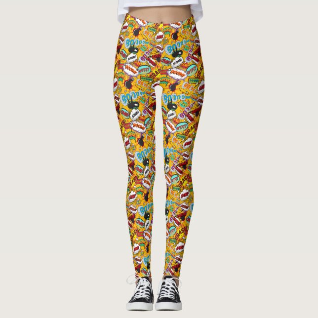 Leggings Explosions de Pop Art de Bande Dessinée (Devant)