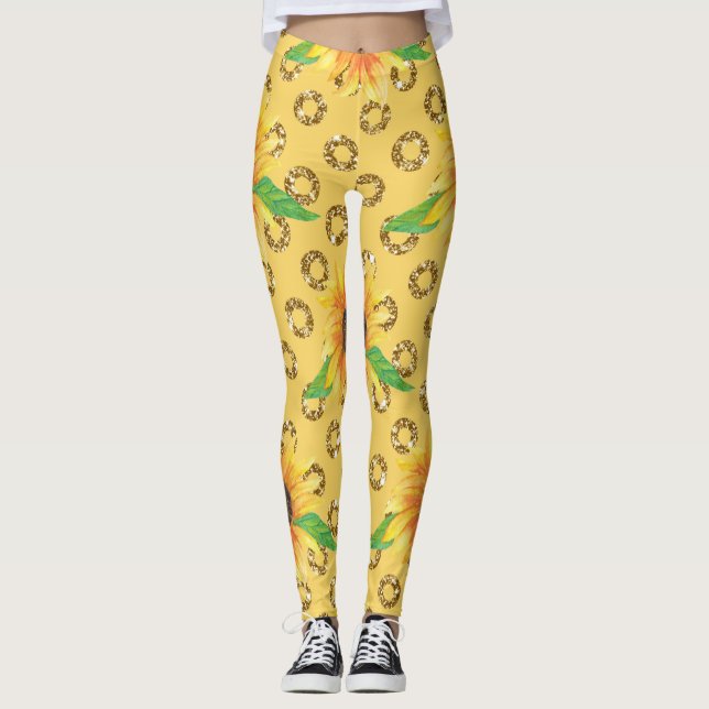 Leggings Express floral de tournesol (Devant)