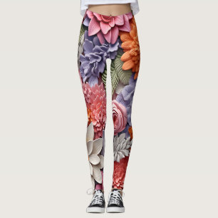 Leggings Extraordinaire coloré 3D Floral sans couture Motif