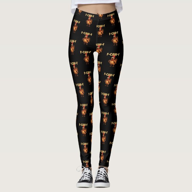 Leggings F Caw F Blague de poulet drôle Humour noir Sarcasm (Devant)