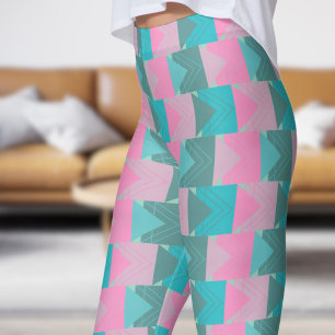Leggings Fabrique Vert Turquoise et Flèches roses Motif