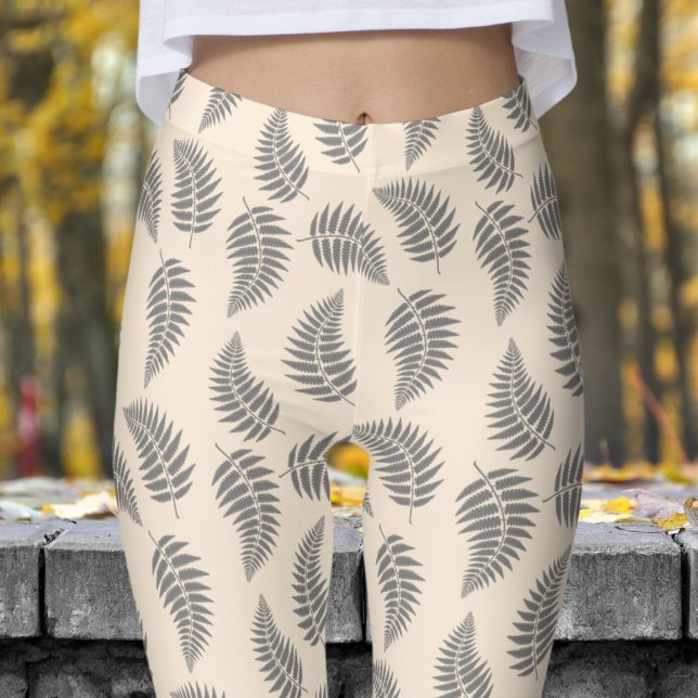 Leggings Fabuleux Motif de fougères blanches (Antique White Fern )