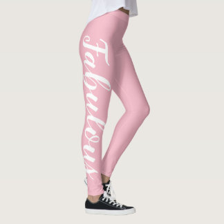 Leggings Fabuleux rose et blanc (ou modifier le texte/la co