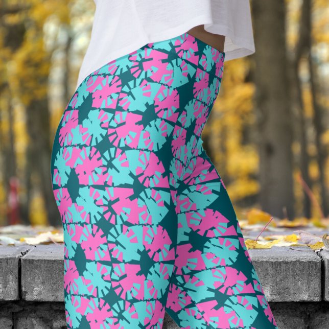 Leggings Fabulous Dark Turquoise Blue Phase Shift Motif (Phase Shift on Dark Teal Blue Leggings)