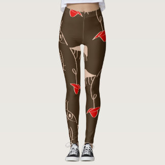 Leggings Face de femme à une ligne : motif abstrait.
