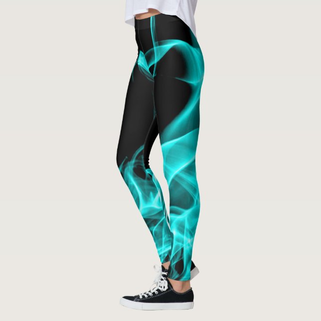 Leggings Fâcheux Fumée Turquoise Abstraite (Gauche)
