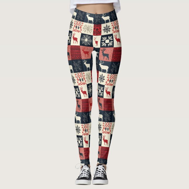 Leggings Fair Isle Patchwork | Reindeer (Devant)